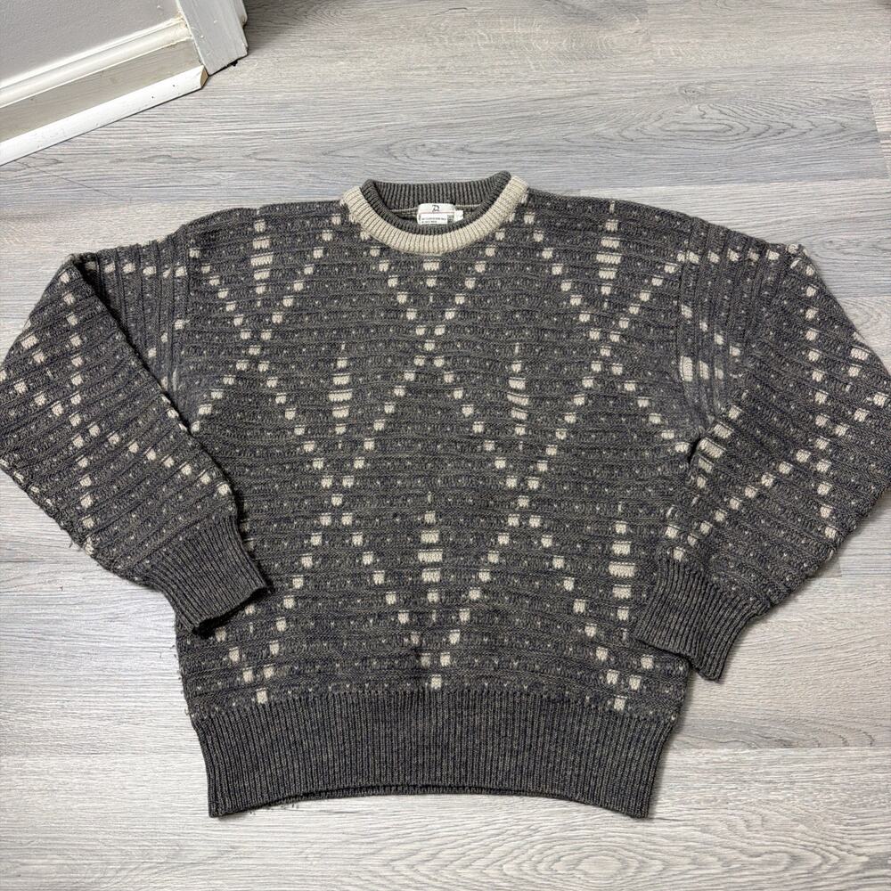 Vinatge Neiman Marcus 100% Merino Wool Sweater Men's Size Large Gray
